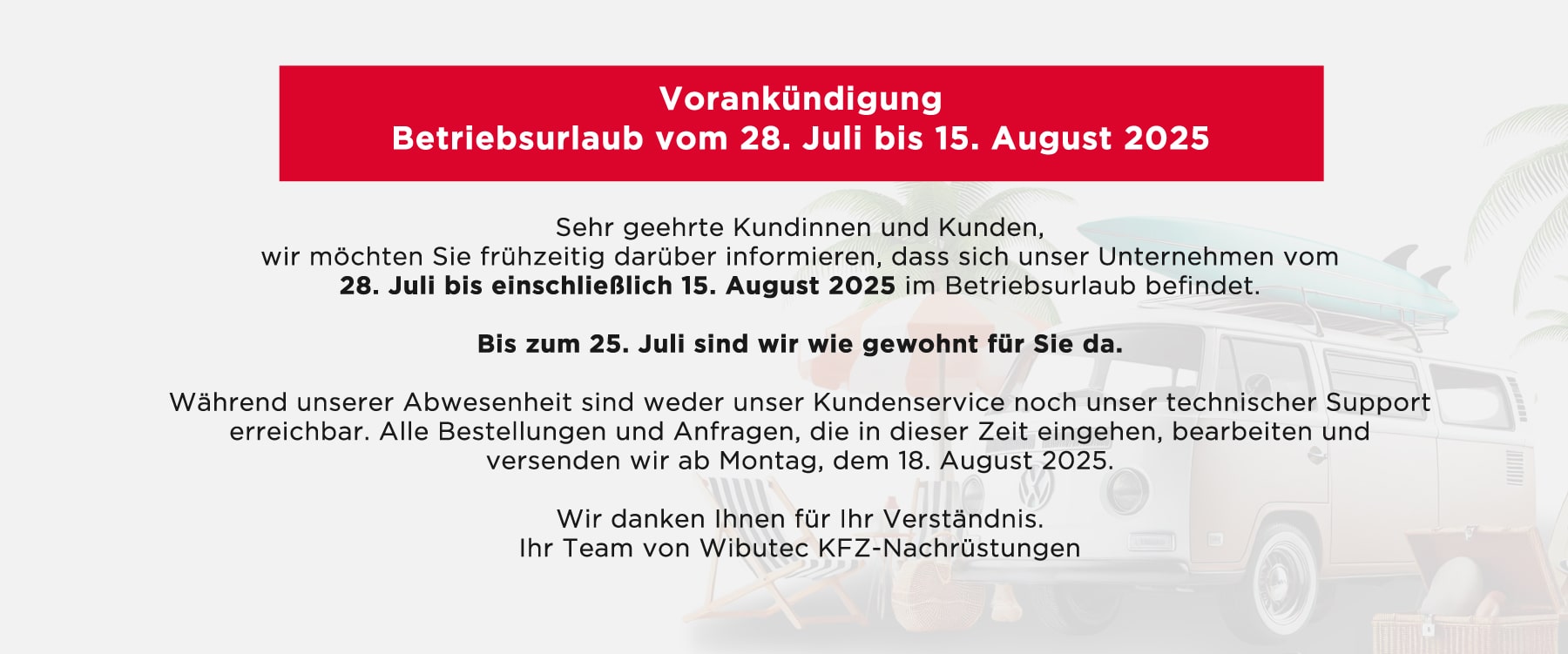 Wibutec Betriebsferien 2025 DE