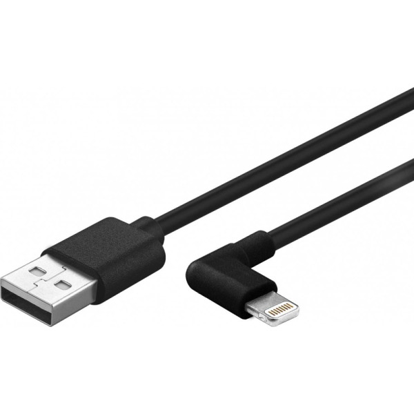 AMPIRE USB-kabel naar haakse Apple Lightning-connector, 1m, zwart
