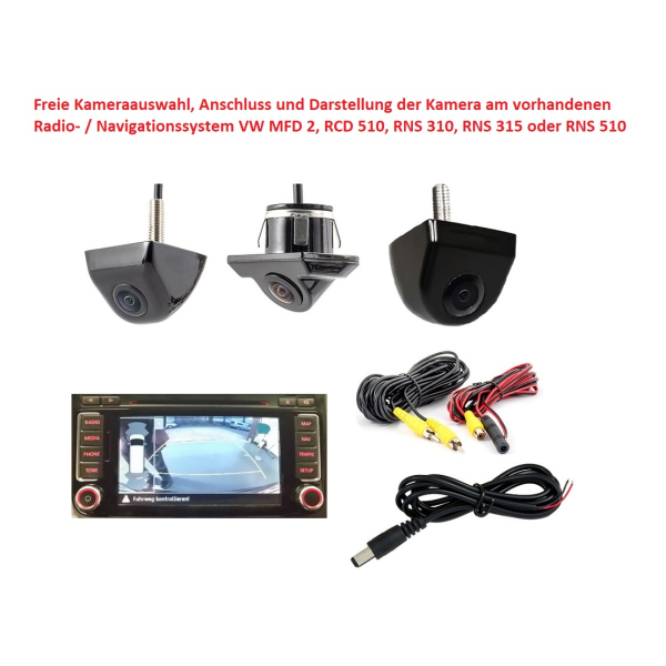 Dahili RCD 510, RNS 310, RNS 315 veya RNS 510 (tüm modeller) ile VW Golf 5 için güçlendirme seti aksesuarları renkli arka görüş kamerası
