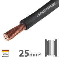 AMPIRE Stromkabel schwarz 25mm², 35m Rolle, Kupfer