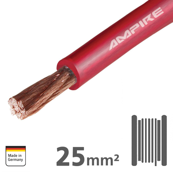 AMPIRE power cable red 25mm², 35m roll, copper
