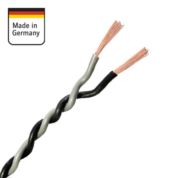 AMPIRE Cable par trenzado GRIS/NEGRO 0,5mm², bobina de 150m, 100% cobre