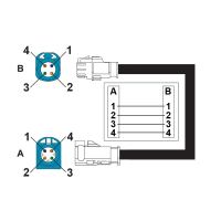 AMPIRE HSD-verlenging, waterblauw, stekker - rechte bus, 1m