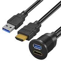 AMPIRE HDMI/USB-Einbaubuchse mit 150cm Kabel