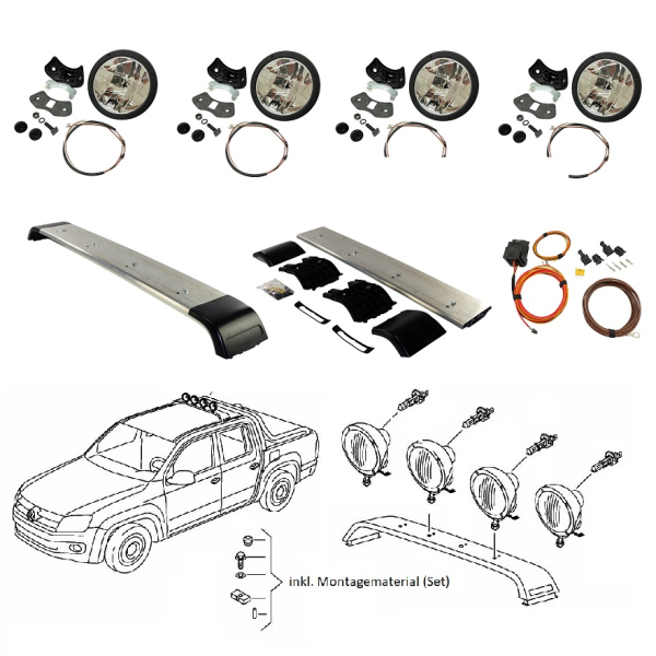 VW Amarok Halogen Zusatzscheinwerfer für Dach inkl. Montagematerial - Original Volkswagen