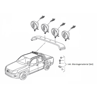 VW Amarok Halogen Zusatzscheinwerfer für Dach inkl. Montagematerial - Original Volkswagen