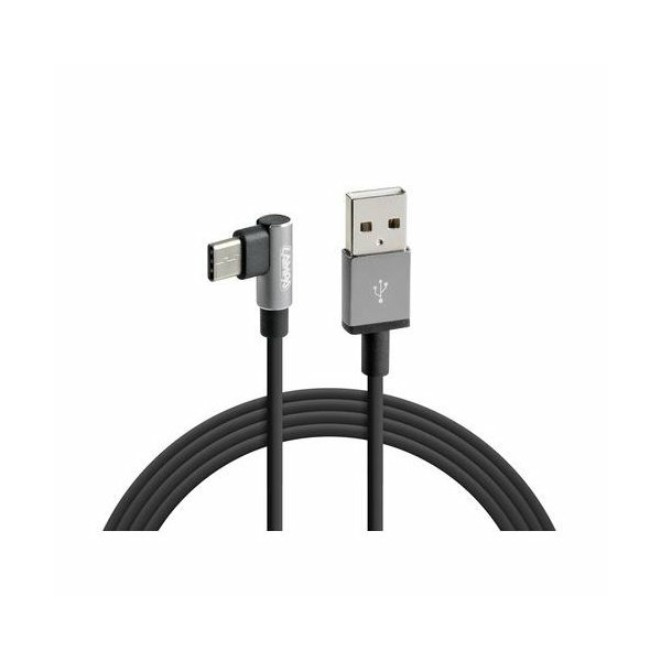 LAMPA Cable de carga USB acodado tipo C 100cm negro