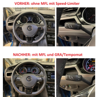 Retrofit kit GRA cruise control system VW Touran type 5T with MFL and speed limiter until July 2018