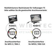 Retrofit kit accessory rear view camera for VW T5 and T5...