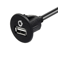 AMPIRE USB/AUX Einbaubuchse mit 200cm Kabel