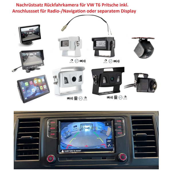 Kit de reequipamiento, accesorios, cámara de marcha atrás para cama plana VW T6