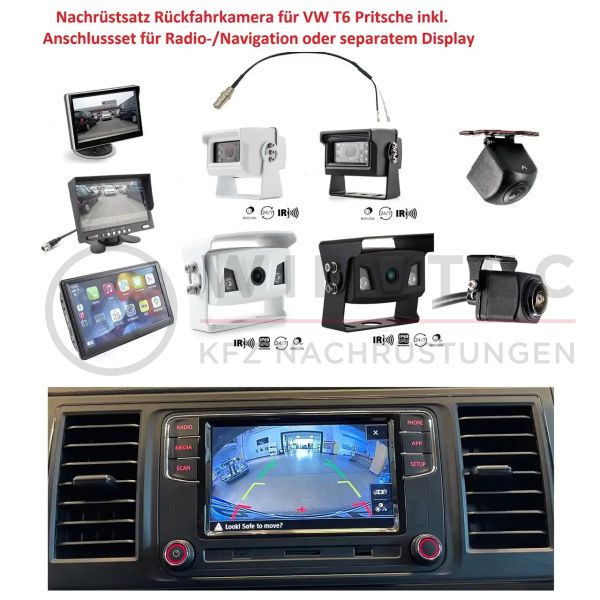 Nachrüstsatz Zubehör Rückfahrkamera für VW T6 Pritsche