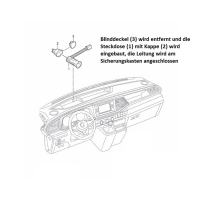 Retrofit kit 12 Volt socket for storage compartment switch panel for Volkswagen T6.1