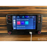Radio samochodowe RCD360 Plus z App-Connect, Car-Play, Mirrorlink, Bluetooth, ekranem dotykowym, wejściem USB i kamerą, pasuje do różnych modeli VW