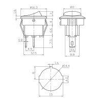 AMPIRE Mini-Schalter, 1xE/A, 16.3mm