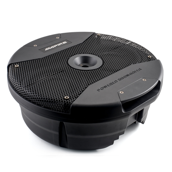AMPIRE actieve subwoofer, 2x 16cm (6,5) 150/300 watt voor de reservewielkuip