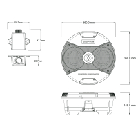 AMPIRE actieve subwoofer, 2x 16cm (6,5) 150/300 watt voor de reservewielkuip
