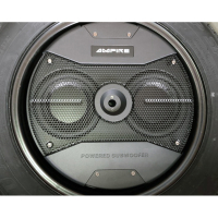 AMPIRE actieve subwoofer, 2x 16cm (6,5) 150/300 watt voor de reservewielkuip