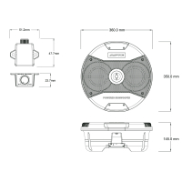 AMPIRE aktif subwoofer, 2x 16cm (6.5) stepne yuvası için 150/300 watt