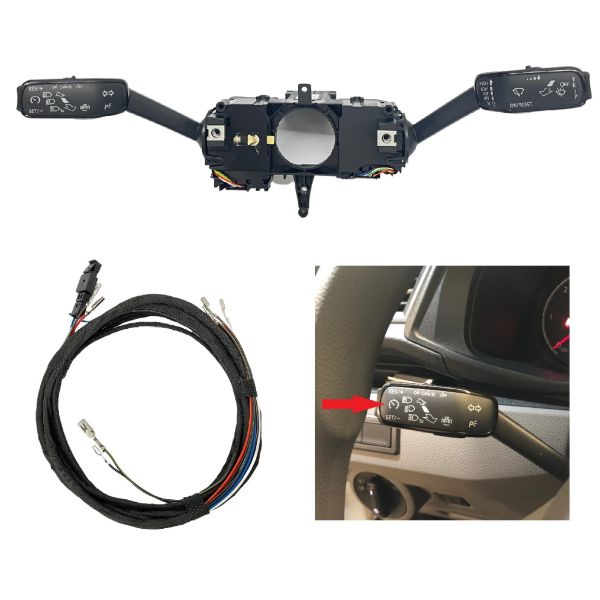 Ombouwset GRA cruise control-systeem VW T6.1 vanaf modeljaar 2020, voor voertuigen met automatische transmissie (DSG), zonder MFL, zonder achterruitwisser, met MFA