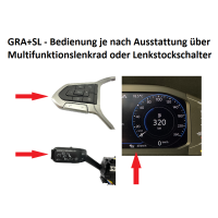 Nachrüstsatz GRA Geschwindigkeitsregelanlage VW T6.1 ab Modelljahr 2020, für Fahrzeuge mit aut. Getriebe (DSG), ohne MFL, ohne Heckwischer, mit MFA