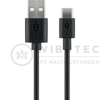AMPIRE USB-A Kabel auf USB-C Stecker, 1m, schwarz
