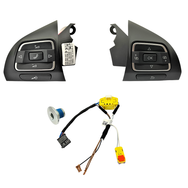 VW Passat 3C B7 conversion kit leather steering wheel to multifunction steering wheel, optionally including retrofit kit for GRA (cruise control system)