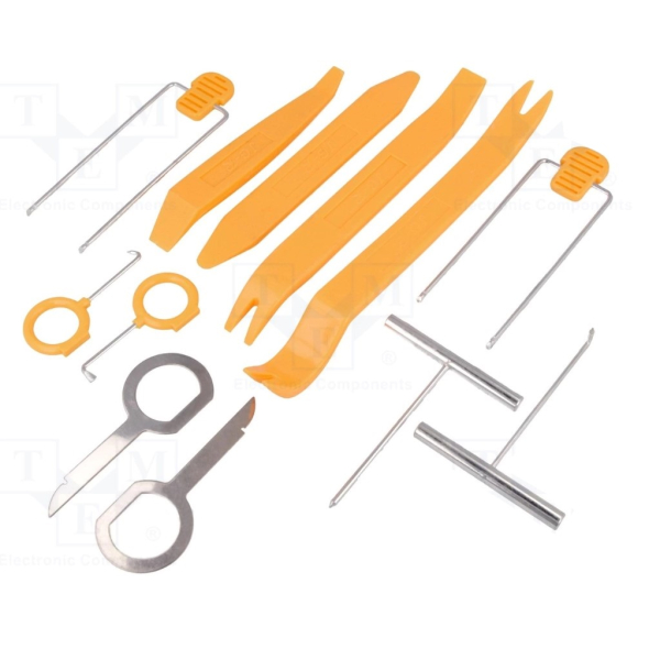Radio hook and plastic lever set Dismantling lever Plastic lever for dismantling and removing paneling and radio navigation systems, 12-piece set