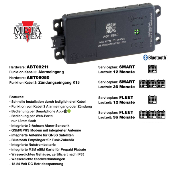 Sistema de posicionamiento META SYSTEM GNSS con tarifa plana incluida (12-24V)