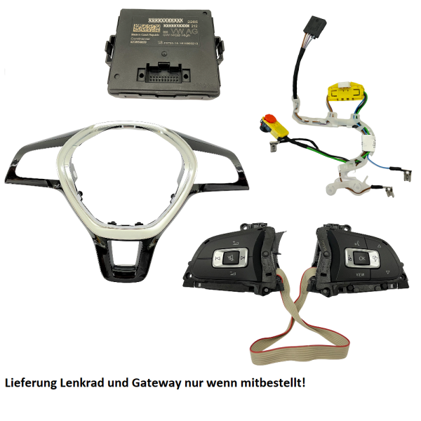 VW Golf 7 conversion kit leather steering wheel to multifunction steering wheel, including new gateway control unit "High"