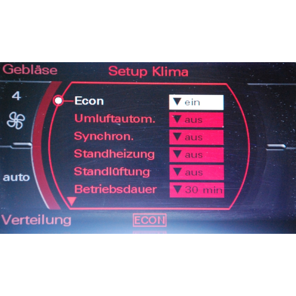 Mise à niveau du chauffage dappoint vers le chauffage dappoint pour Audi Q7 - avec fonctionnement MMI -