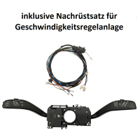 Lederen retrofitset - multifunctioneel stuur met zwarte stiksels voor VW T5 Facelift (complete set voor het achteraf inbouwen van voertuigen met kunststof stuurwielen) inclusief GRA retrofitset