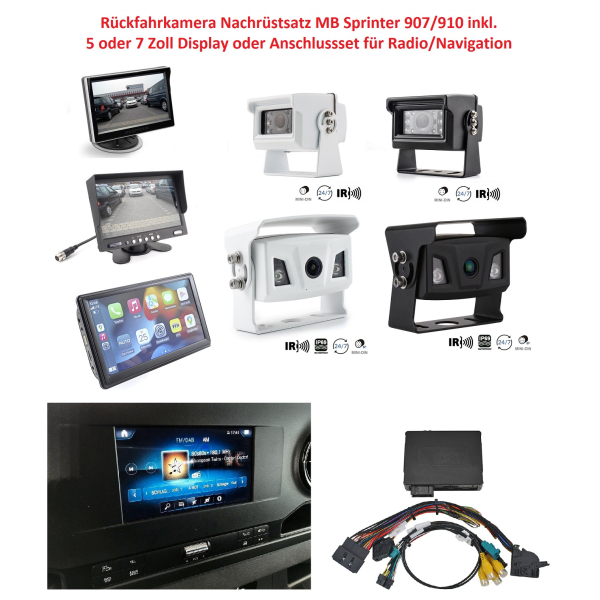 Kit de post-équipement accessoires caméra de recul pour plateau Mercedes Benz Sprinter W907 W910