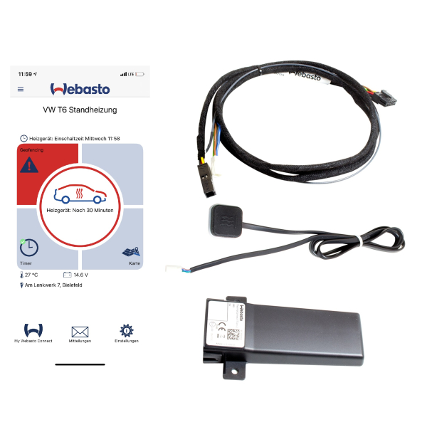 Upgrade kit from auxiliary heater to parking heater for VW T5 with automatic climate control (Climatronic) including Webasto Thermo Connect Tcon2 mobile phone control and vehicle tracking