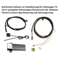 Upgrade kit from auxiliary heater to parking heater for VW T5 with automatic climate control (Climatronic) including Webasto Thermo Connect Tcon2 mobile phone control and vehicle tracking