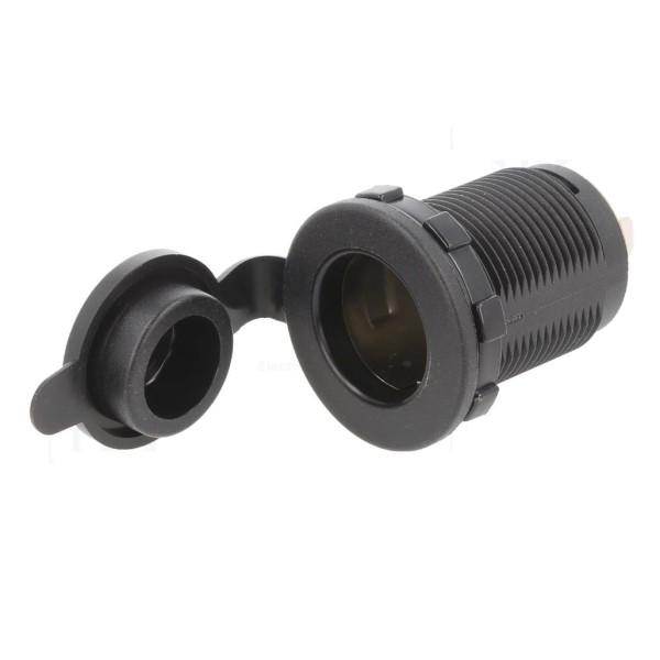 12/24 V Zigarettensteckdose mit Kappe und LED-Diode, 20 A