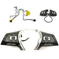 Conversion kit leather steering wheel to multifunction steering wheel for VW Caddy 4, MFL buttons without GRA / cruise control system including new steering column control unit and steering column switch