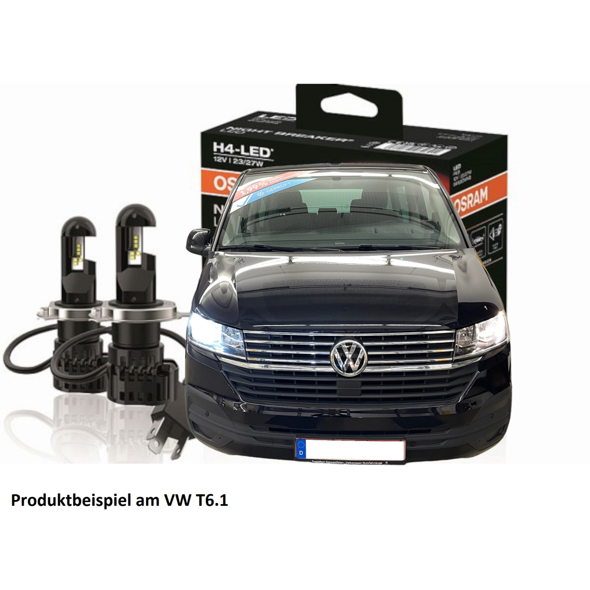 VW T5.1 Nachrüstsatz H4 LED Lampenset Osram Night Breaker mit