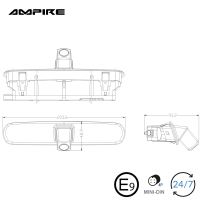 AMPIRE achteruitkijkcamera (CVBS), FIAT Doblo 2, OPEL Combo D (met vleugeldeuren)