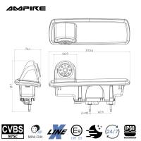 AMPIRE rear view camera Opel Vivaro B, Renault Trafic, Nissan NV300, Fiat Talento