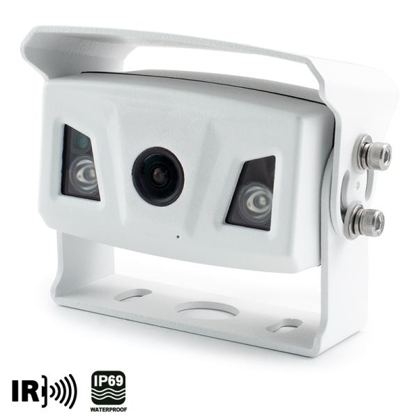 AMPIRE ultra wide angle rear view camera, white, IP69K, rear installation, 15m cable