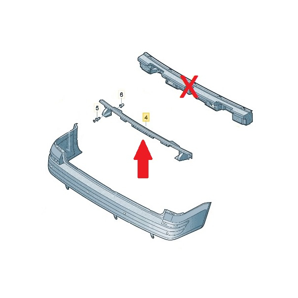 VW T5 T6 and T6.1 mounting strip for rear bumper, to be used when retrofitting a tow bar