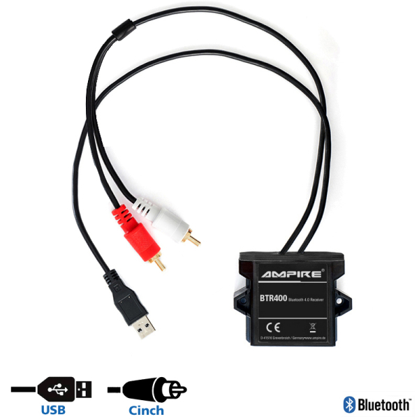 AMPIRE Bluetooth Receiver, Cinch (RCA), Strom über USB