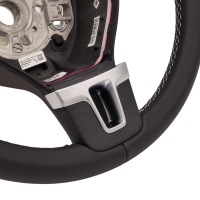 Retrofit kit leather - multifunction steering wheel with shift paddles for VW T5 Facelift and black stitching (complete kit for retrofitting for vehicles with plastic steering wheel)