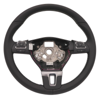 Retrofit kit leather - multifunction steering wheel with shift paddles for VW T5 Facelift and black stitching (complete kit for retrofitting for vehicles with plastic steering wheel)