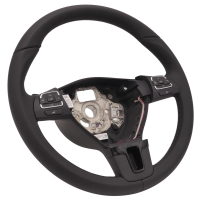 Retrofit kit leather - multifunction steering wheel with shift paddles for VW T5 Facelift and grey stitching (complete retrofit kit for vehicles with plastic steering wheel)