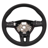 Retrofit kit leather - multifunction steering wheel with shift paddles for VW T5 Facelift and grey stitching (complete set for retrofitting for vehicles with plastic steering wheel), including CCS retrofit kit