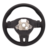 Retrofit kit leather - multifunction steering wheel with shift paddles for VW T5 Facelift and grey stitching (complete set for retrofitting for vehicles with plastic steering wheel), including CCS retrofit kit