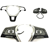 Retrofit kit flattened leather - multifunction steering wheel with shift paddles for VW T6 (complete set for retrofitting for vehicles with plastic steering wheel)