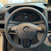 Retrofit kit flattened leather - multifunction steering wheel with shift paddles for VW T6 (complete set for retrofitting for vehicles with plastic steering wheel)